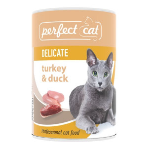 PERFECT CAT DELICATE konservi kaķiem Tītars, pīle 400g